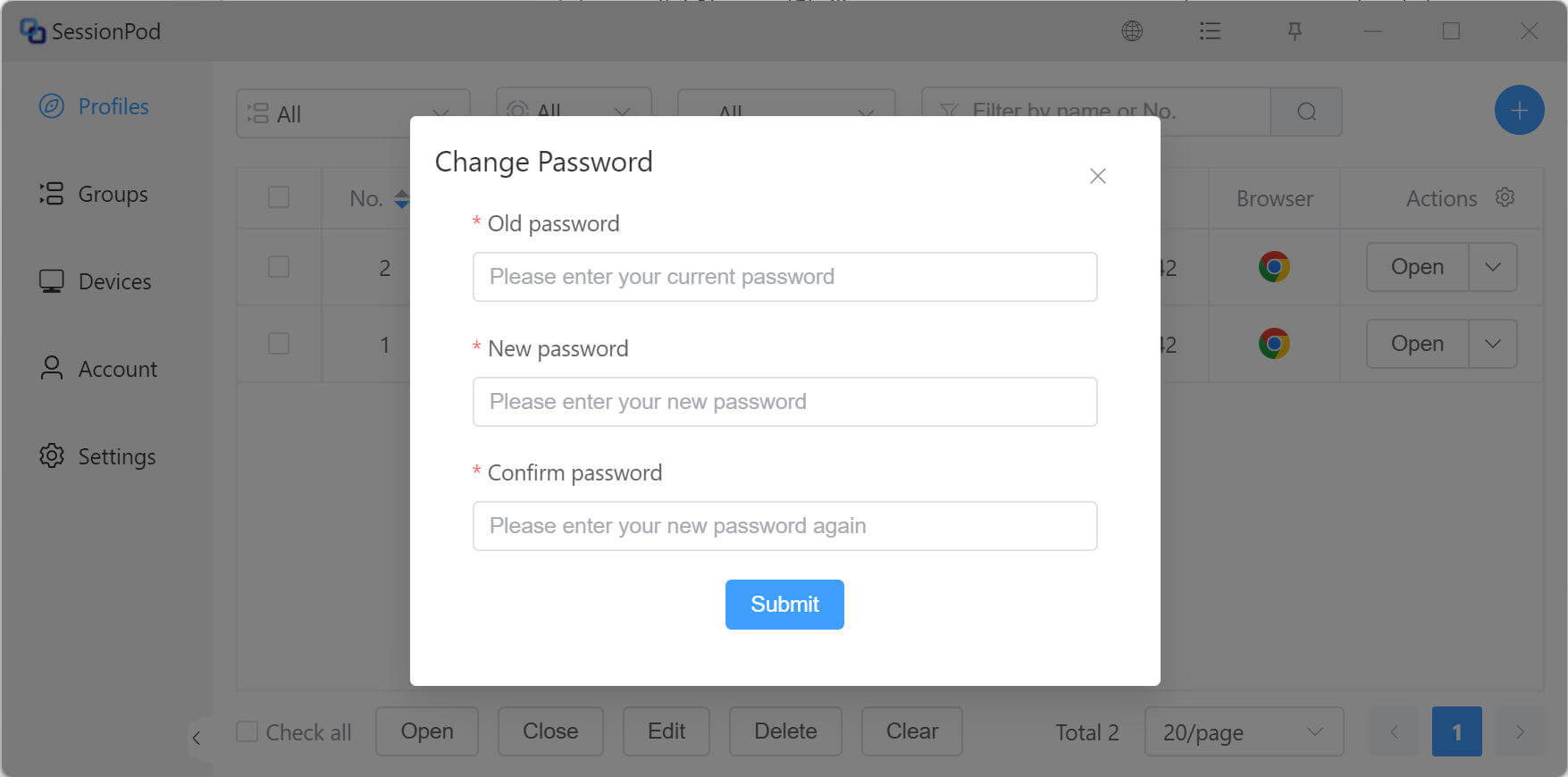 Change password