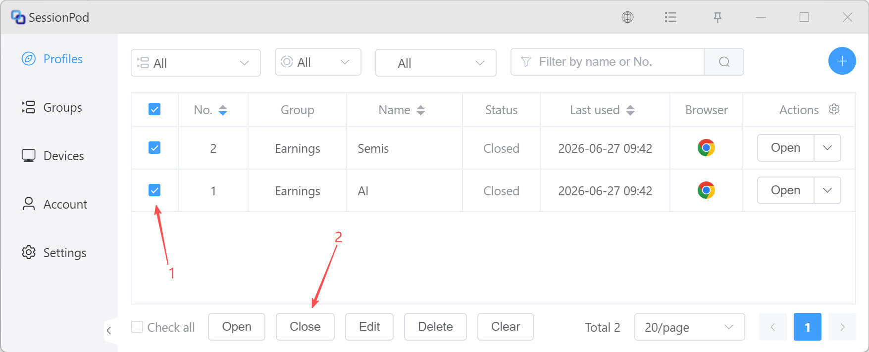Close browsers in batch