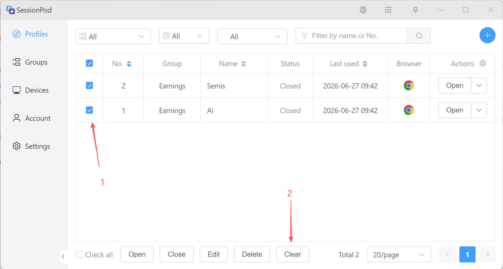 Clear browser data in batch