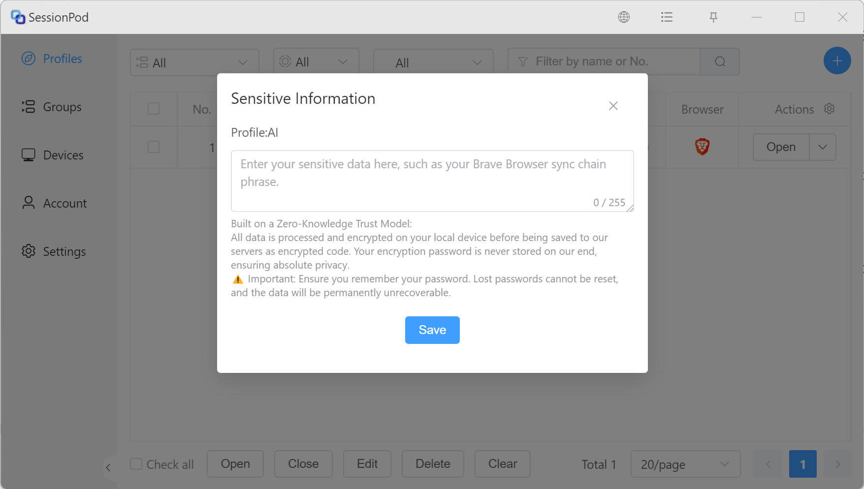 Add sensitive information