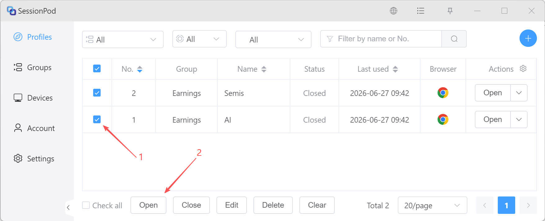 Launch multiple browser profiles