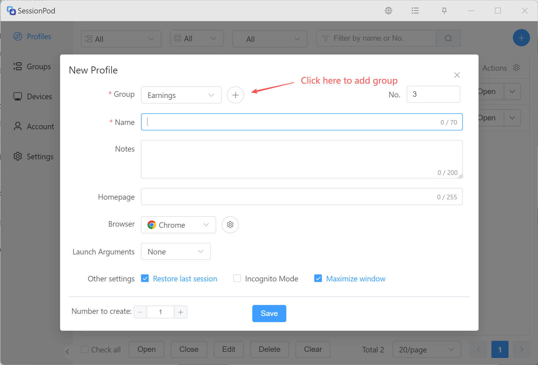 Create group
