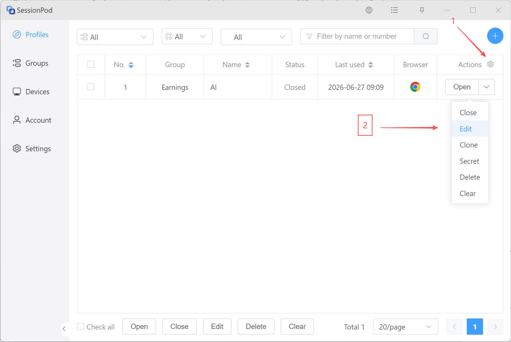 Click edit button
