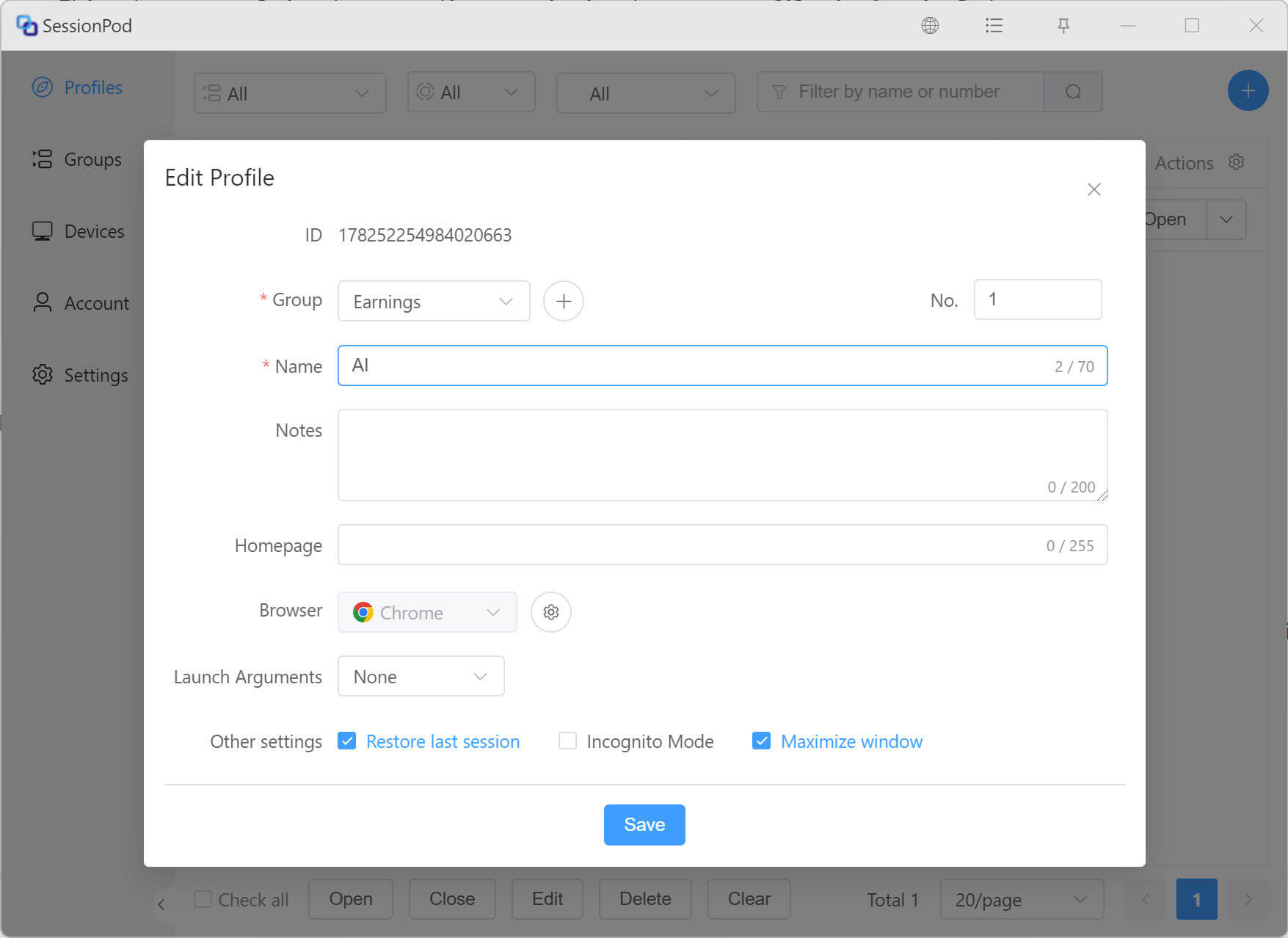 Edit profile