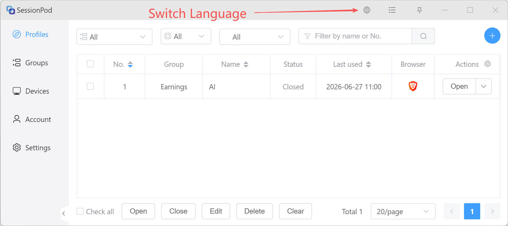Language settings